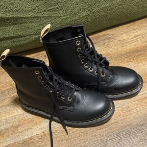 Doc Martens Black Boots with Yellow Stitching